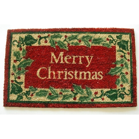 Dare2Decor 18 x 30 in. PVC Backed Printed Holiday Red Bordered Coco Mat DA3495008